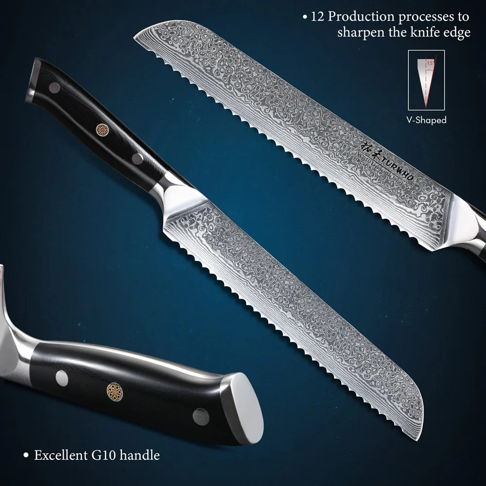 Marley's Homeware 8" Damascus Steel Bread Knife