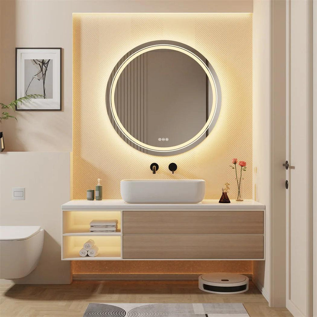 Round Double Light Mirror