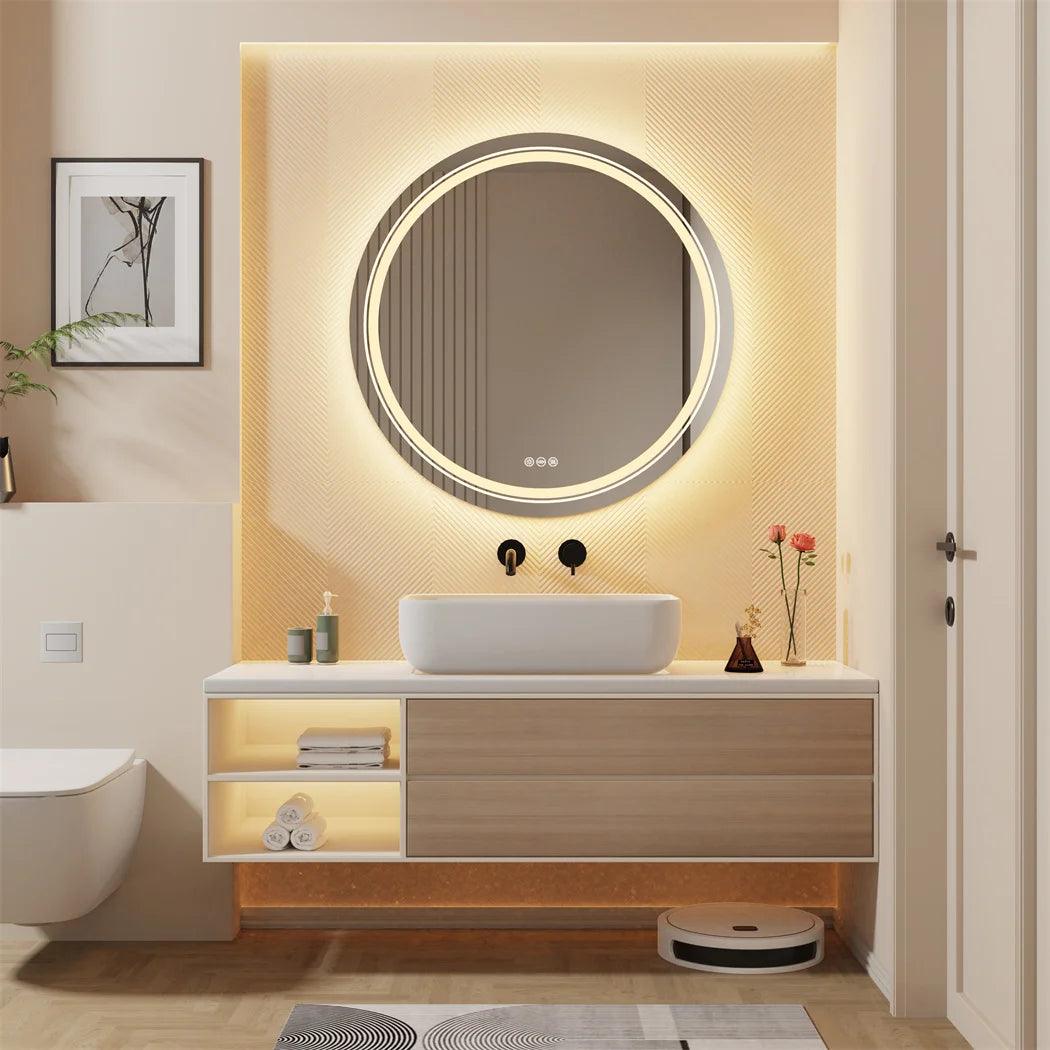 Round Double Light Mirror